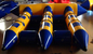 Customed 爆発のプールのおもちゃのための 6 匹の Seaters の膨脹可能なバナナ ボートのはえの魚 サプライヤー